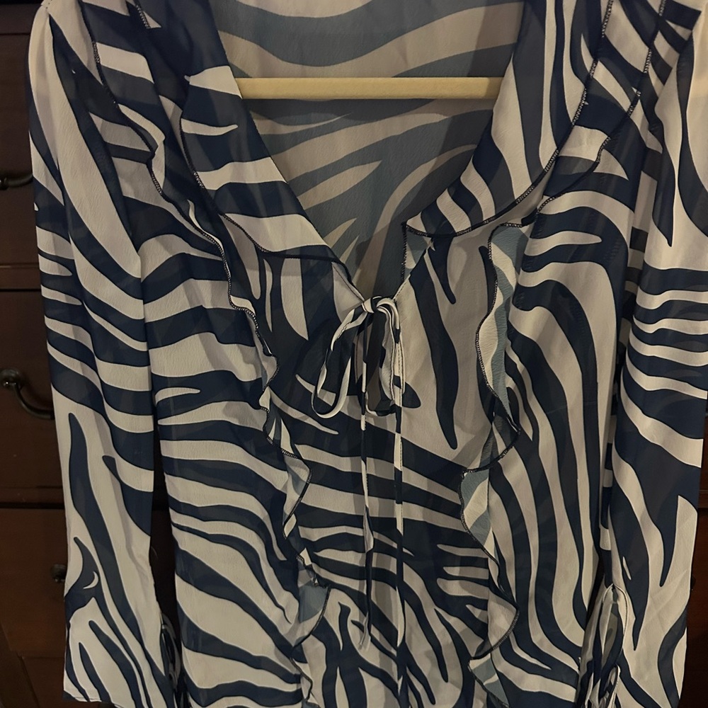 Zebra Print Blouse with Ruffle Details
